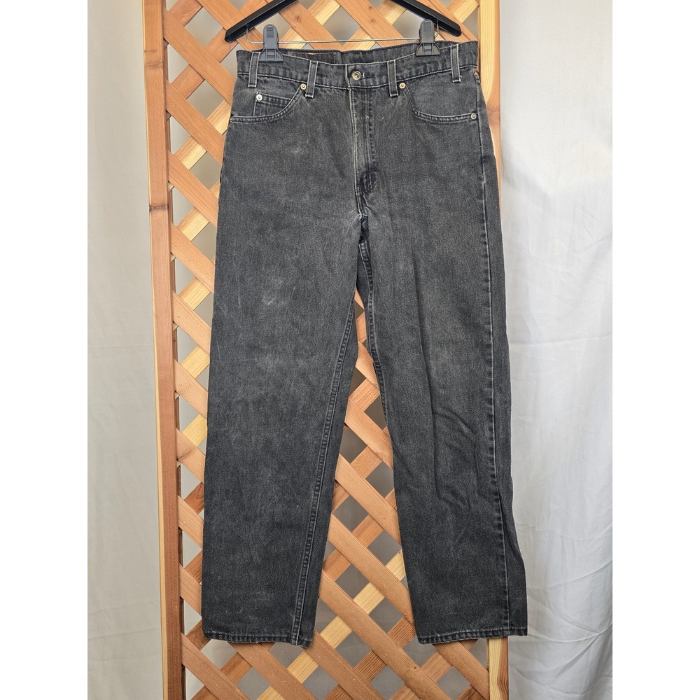 Levi's 550 Relaxed Fit Jeans Mens 33x30 Black Denim Orange Tab USA - Excellent